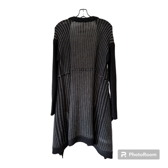 Vintage Y2K Chunky Knit Hi-Low Striped Duster Cardigan Size M - Picture 2 of 9